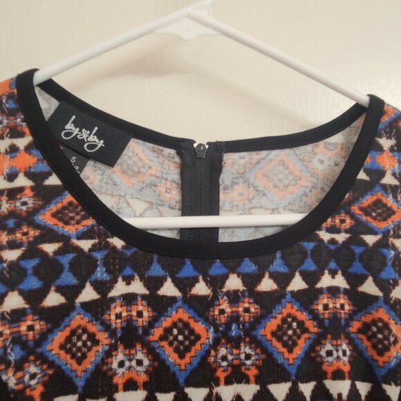 By&By Dress Size 5 Juniors Black Aztec Print Knit Mini Sleeveless Zip Closure - Picture 3 of 10